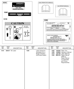 Label/Emission Labels, Operating/Repair Manual Diagram and Parts List for 437447-0105-XX  Briggs and Stratton Engine